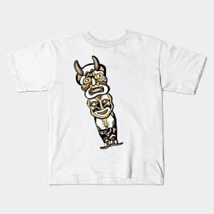 Vintage tribal totem illustration horned mask Kids T-Shirt